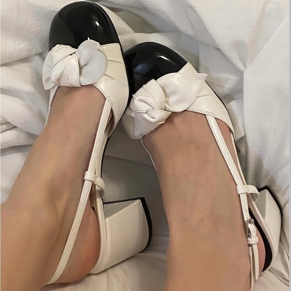 Jeffrey Campbell Black and White Block Kitten Heels